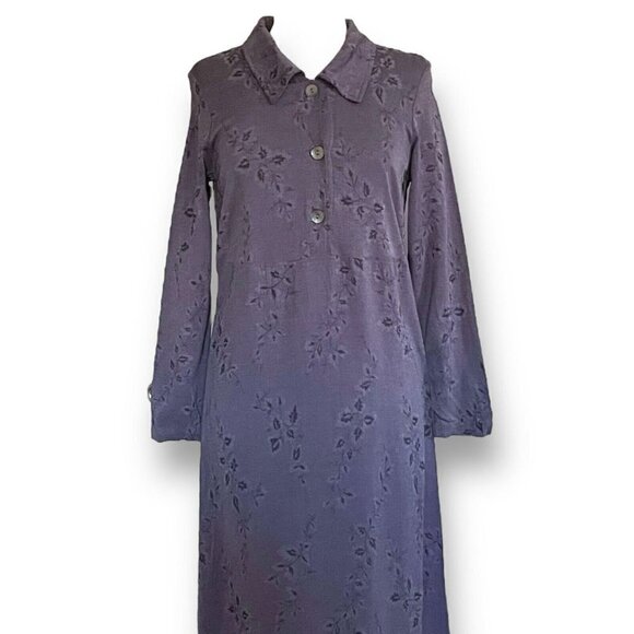 Cut Loose Womens Maxi Dress Sz S Purple Black Vine Print Modest USA Made - Picture 2 of 10